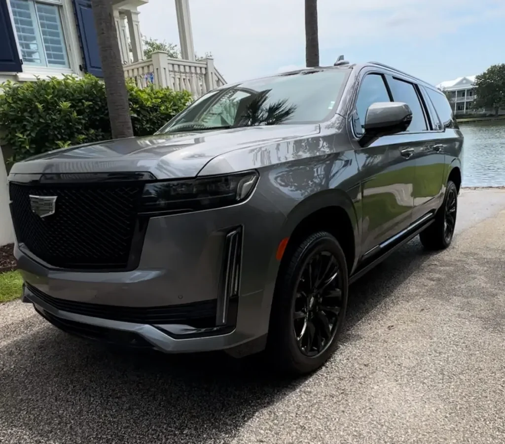 Black Cadillac Escalade after mobile auto detailing