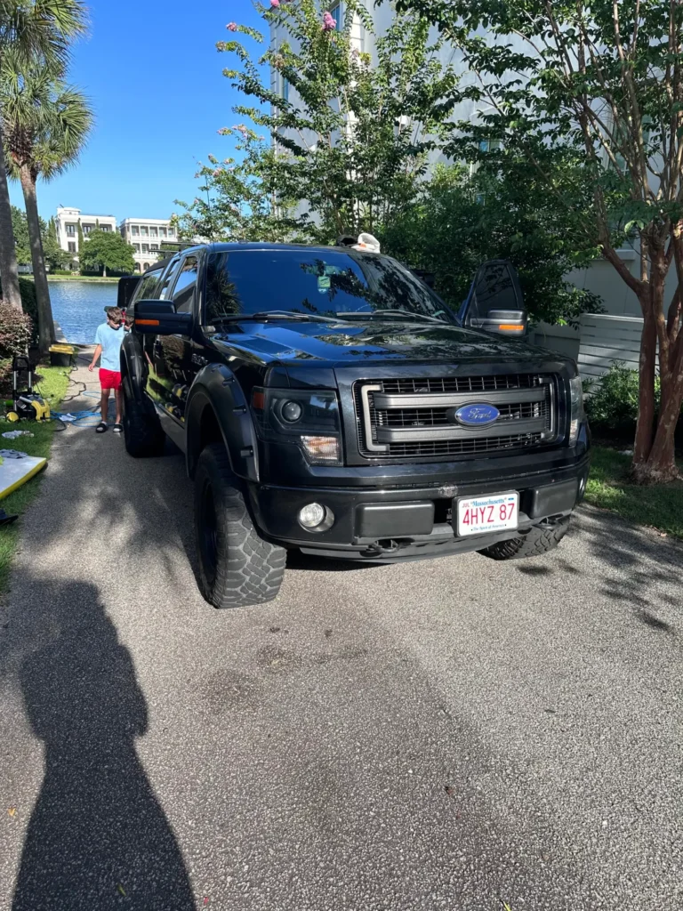 Black Ford F-150 after detailing