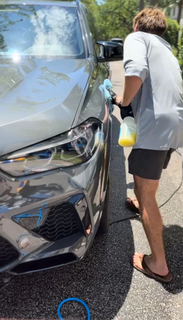 Paint correction: machine polishing a car before ceramic coating