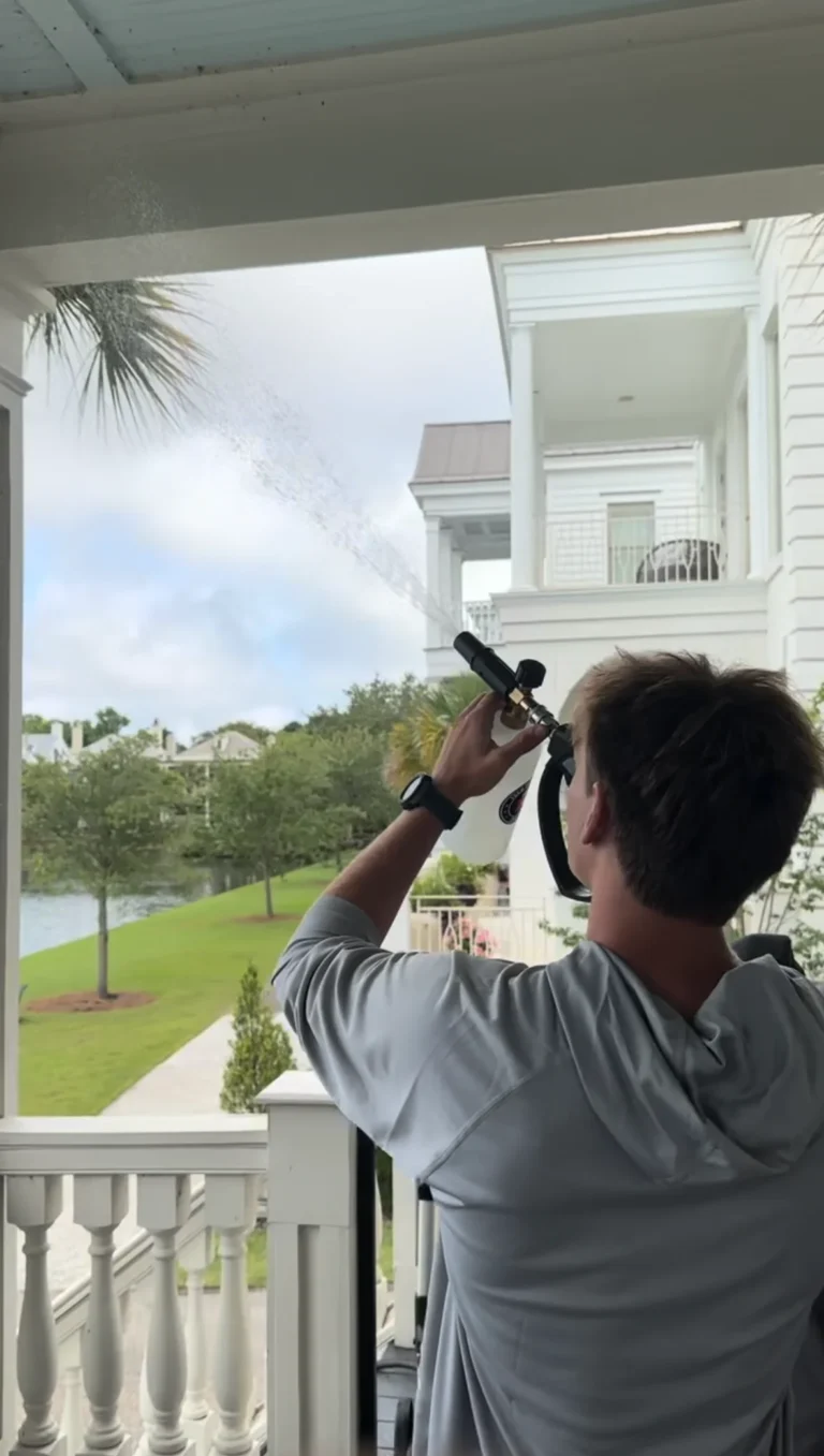 Pressure washing on the waterfront