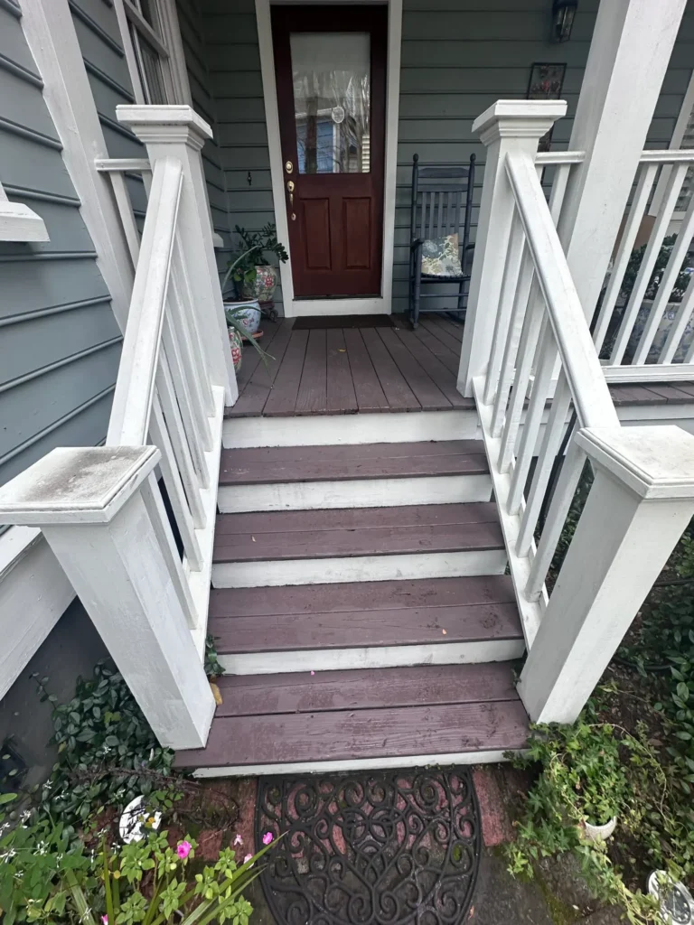 Front steps after pressure washing